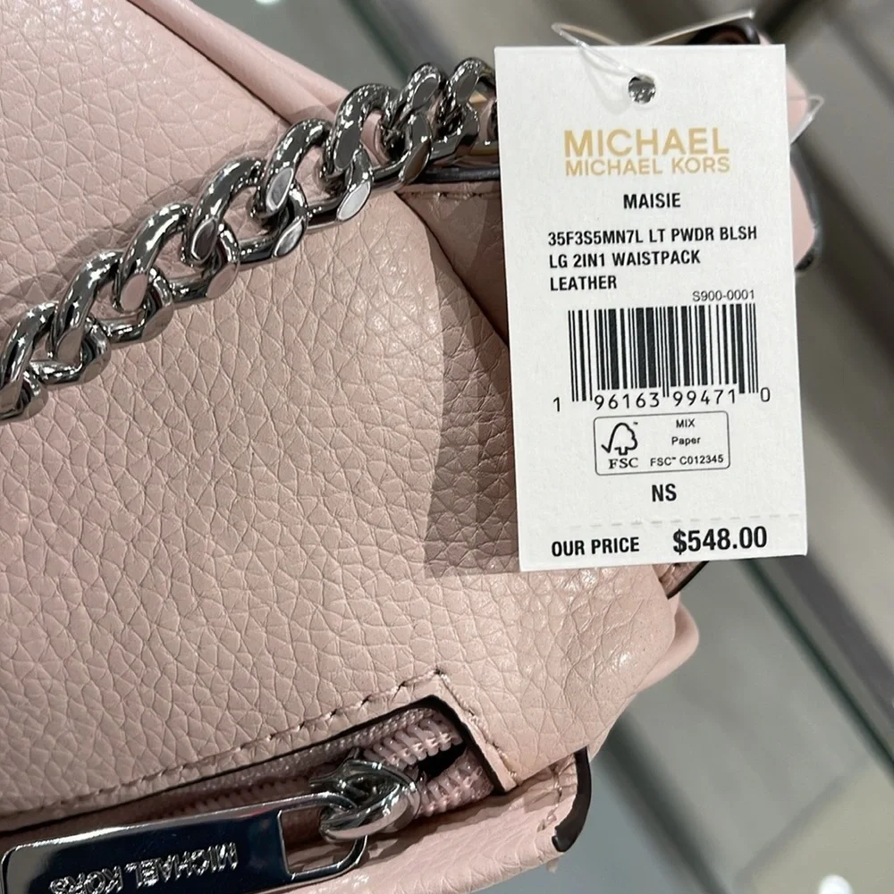 MICHAEL KORS Maisie Large Pebbled Leather 2-in-1 Sling Pack Lt Powder Blush  NWT